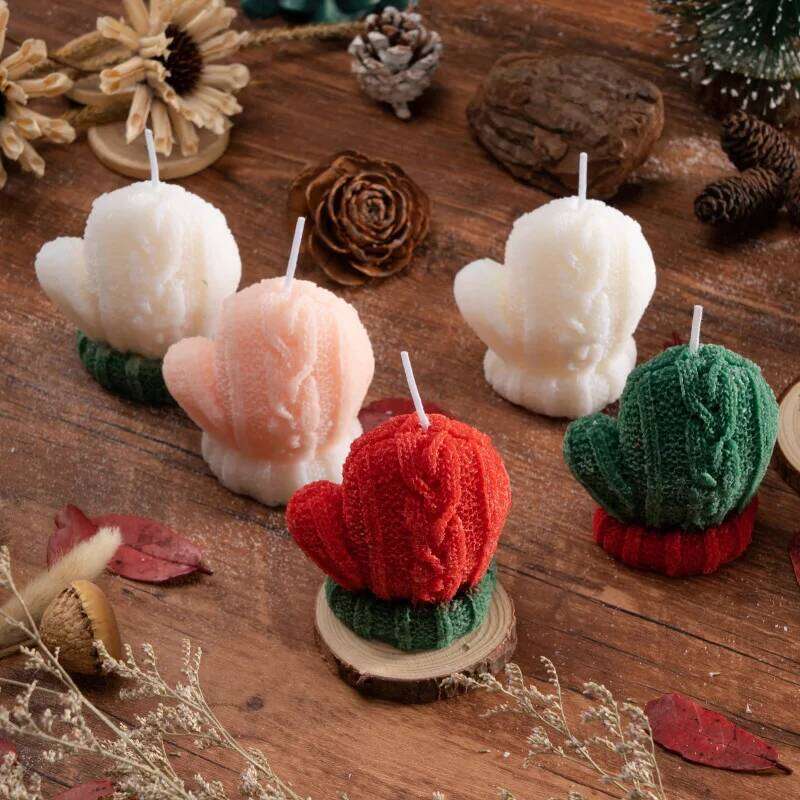 Christmas Gloves Shape 3D Scented Candle Aromatherapy Soy Wax for Wedding Birthday Festive Home Atmosphere Decoration 1/3 Pack W260303