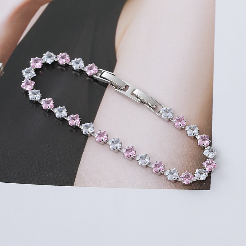High-quality colorful zircon luxury bracelet, Korean-style fashion, simple elegant women's jewelry, versatile and sophisticated bracelet - view 5