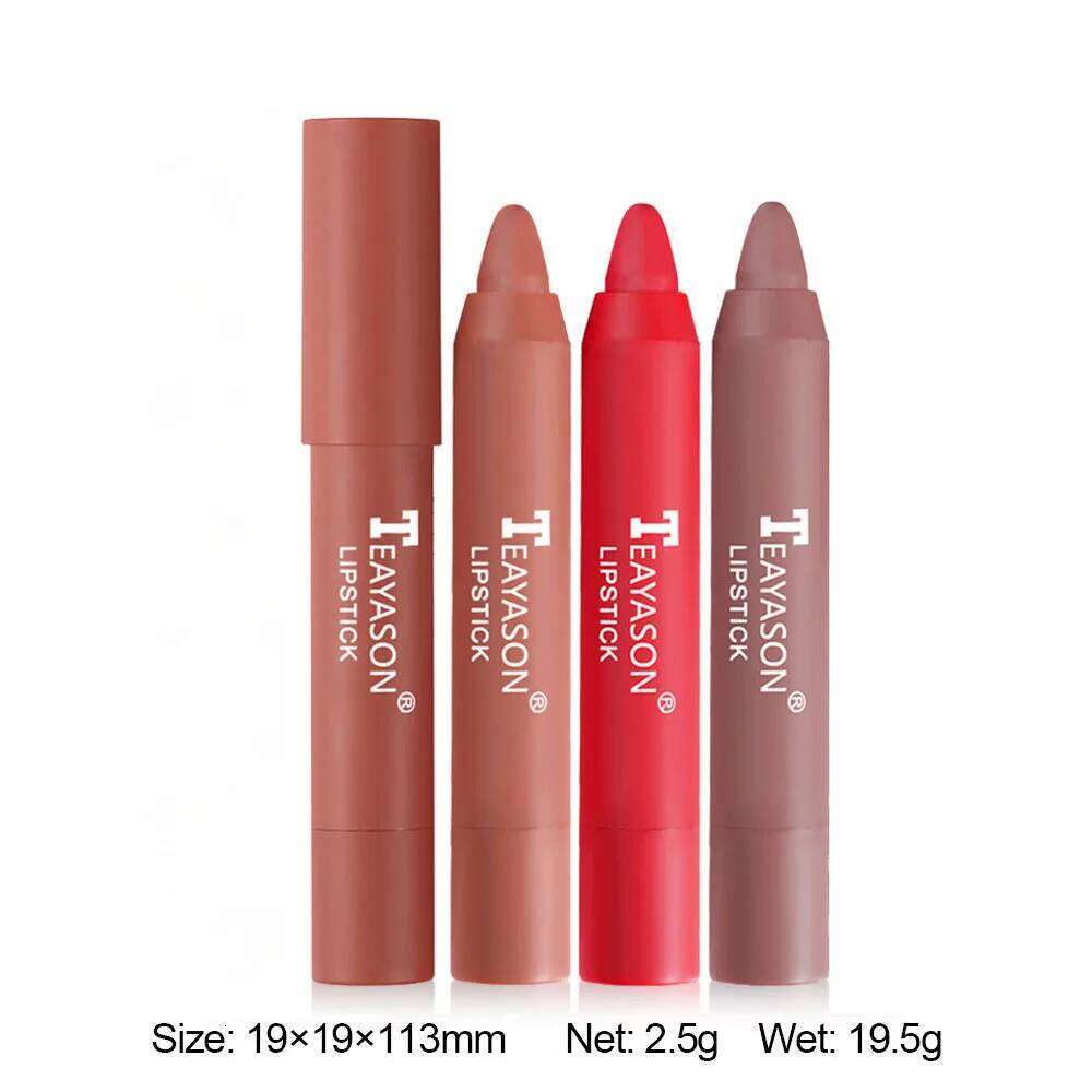 12 Colors Velvet Matte Lipstick Pen Cosmetics Waterproof Lasting Nude Crayon Lipsticks Non Sticky Brown Lip Liner Pencil Makeup H260302