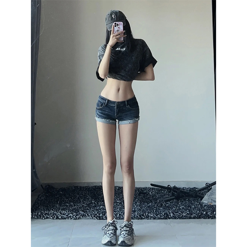 Spicy Denim Shorts For Women Summer Designer Pnts Hot Girl Americn Retro Style Hip-hugging Low Wist Hot Slimming Ultr Short Pnts