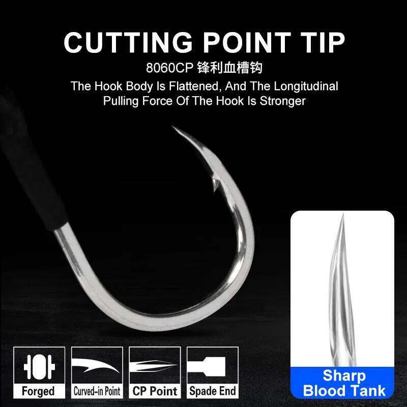 2/0 3/0 5/0 9/0 Double Assist Barbed Hook High Carbon Steel Slow Hooks with PE Line Sea Fishing Pike Metal Jigging Bait Z260228