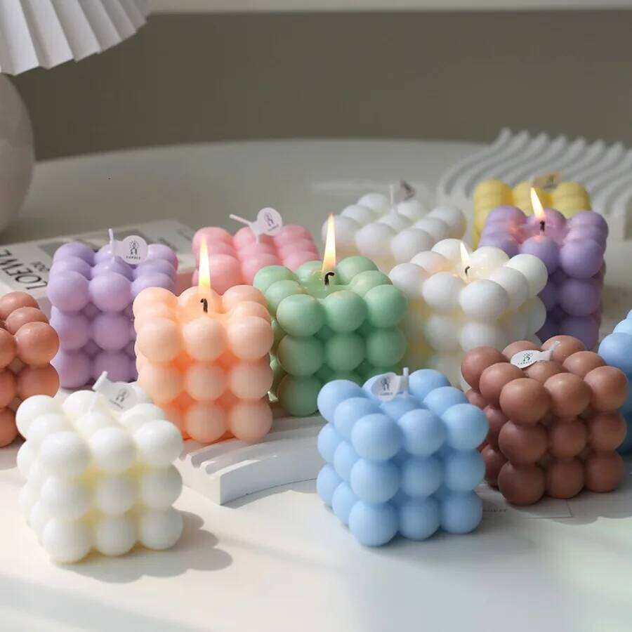 1pc Bubble Cube Handmade Scented Soy Wax Candle for Aromatherapy Home Decor Birthday Wedding Party Candles W260303