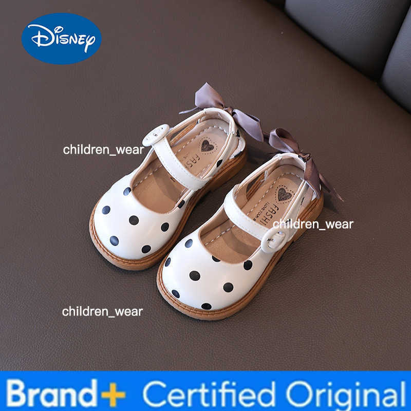 Disney Girls Half Sandals 2023 Spring Summer Shoes Toddlers Little Children Shoes Cut-outs Dots with Bowtie Bow-knot on The Back Sweet H260303
