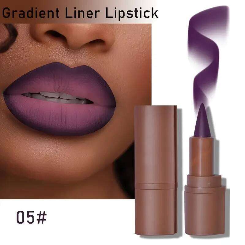 Maroon Gradient Matte Lipstick Crayon Lip Liner pencil,Flawless Contour Gradual Ombre Effect lipstick for Women H260302
