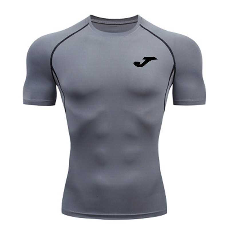Men's short-sleeved quick-drying sports tight-fitting T-shirt with visible seams, quick-drying gym training tight-fitting clothing, sports short-