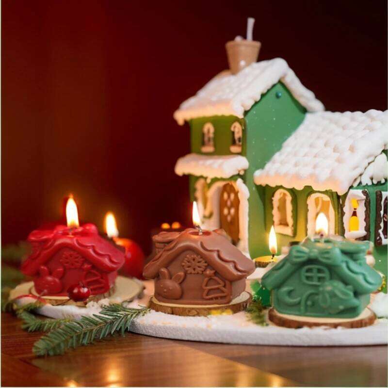 House Scented Candles for Room Decoration, Festive Christmas Cabin-Shaped Candles, Home Decoration Ornaments W260303