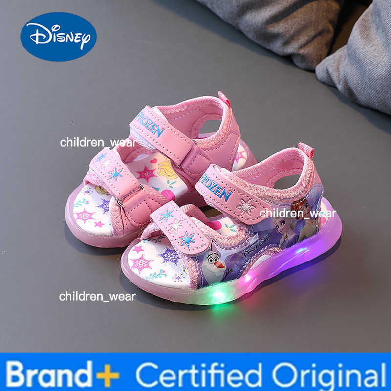 Disney 2026 Summer Boys Girls aPrincess Led Light Up Luminous Sports Sandals Summer Kids Sandals Non-slip Toddler Shoes H260303