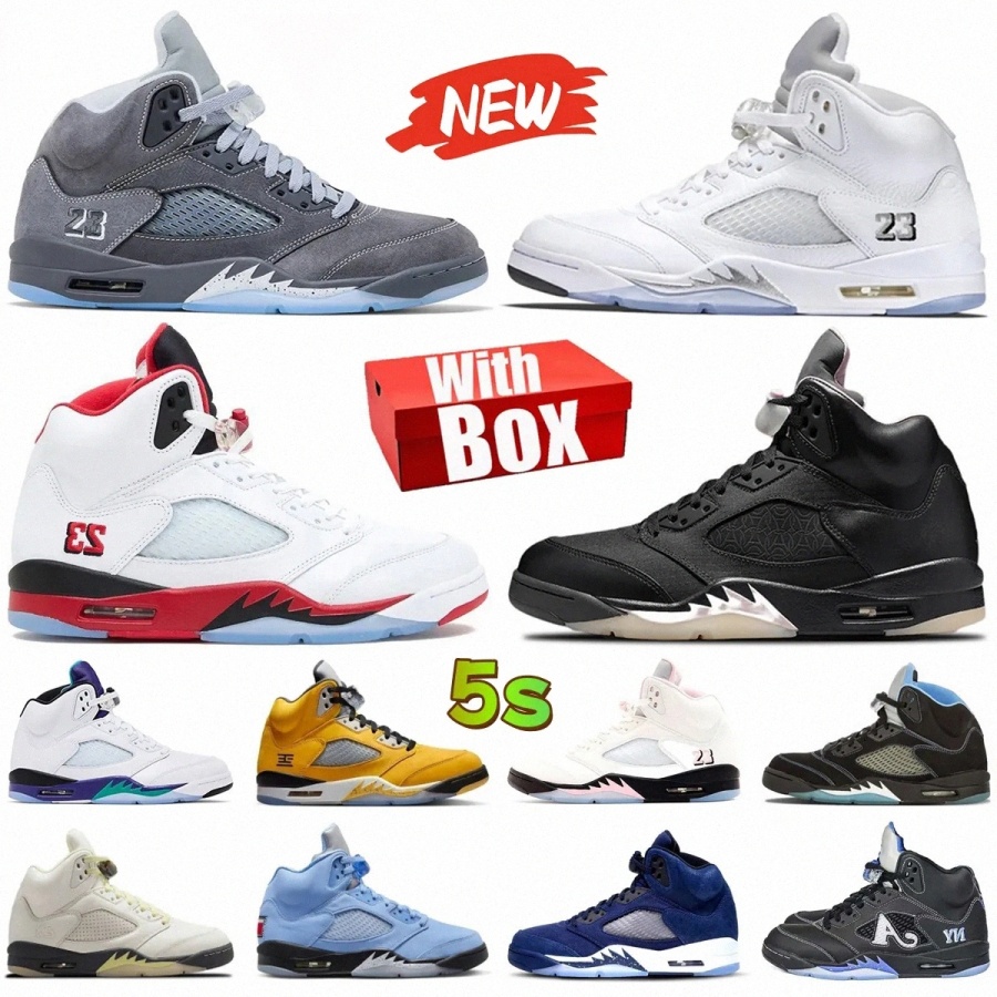 5s basketball shoes 5 Wolf Grey White Metallic Fire Red Black Tongue 35th Anniversary Grape Black Metallic Reimagined Tokyo Awake UNC Men Women traine