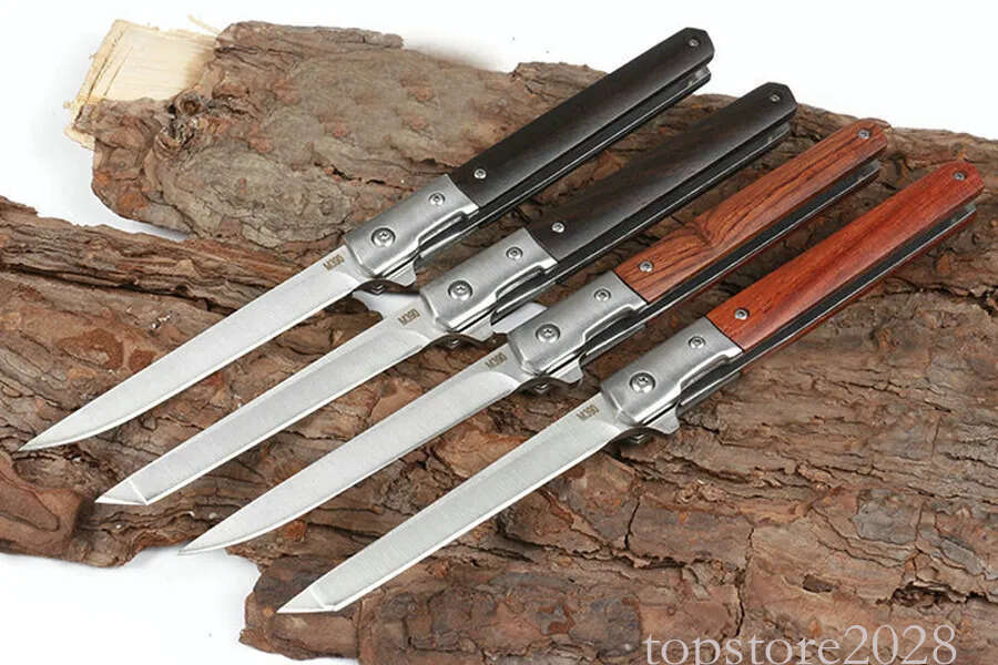 Ball Bearing Flipper Folding Knife 3Cr13 Satin Blade Rosewood + Stainless Steel Handle EDC Pocket Knives