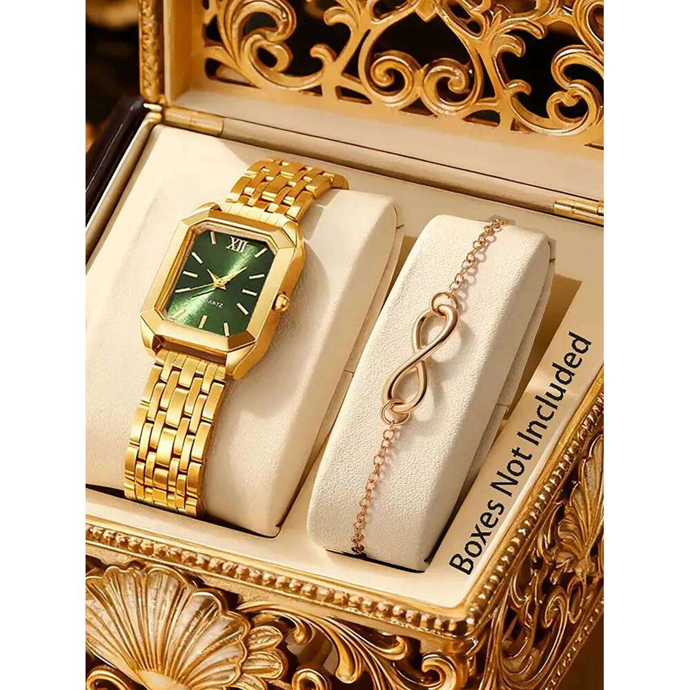 Square Petite Lady Quartz Watch Bracelet Set, with an elegant and simple design. Does not include the box. XJ260303
