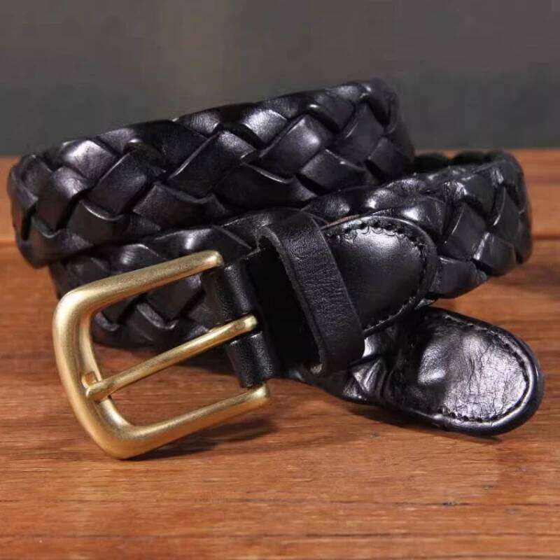 New Luxury Designer Handmade Genuine Leather Women's Belt Jeans Casual Dress Brass Buckle Ladies Trendy Belts Fashion Waistband S260228