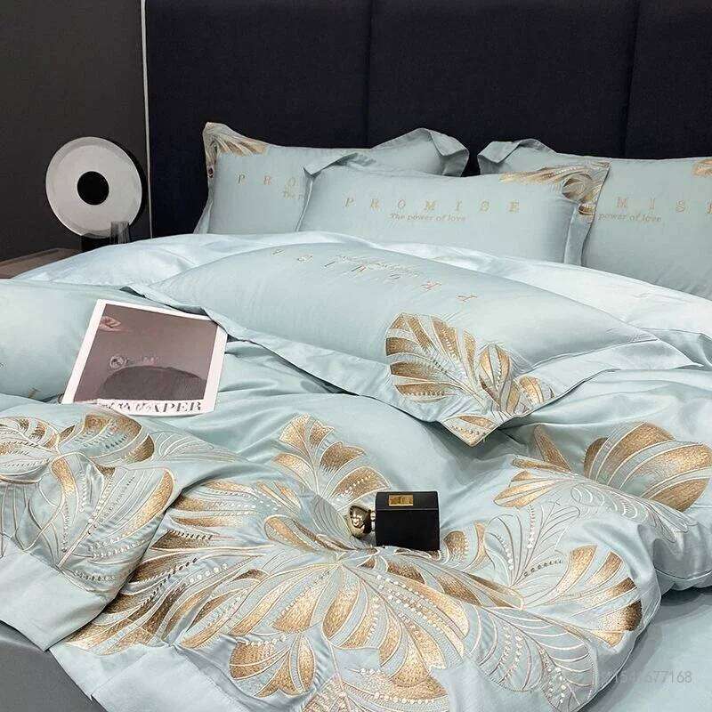 Mother Baby Grade Pure Cotton Bed Sheets,Covers, Pillowcases, Four Piece Set, New Light Luxury Thickened Embroidery Bedding 4Pcs W260302