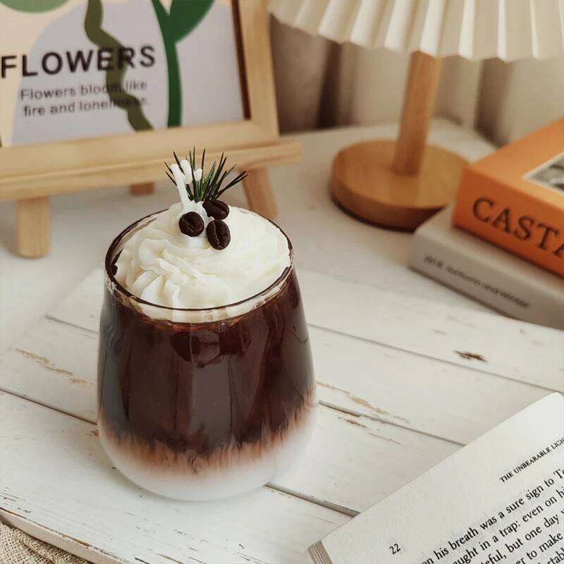 Handmade Glass Scented Candle Milk Foam Iced Americano Black Coffee Fragrance Gift Soy Wax W260303