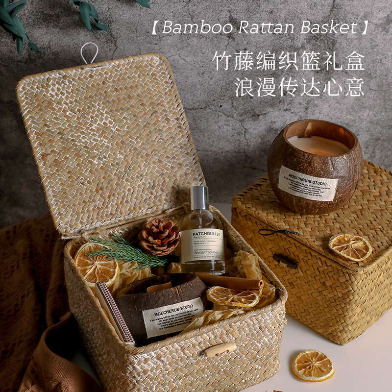 Handmade Coconut Shell Smokeless Fragrance Candle Aromatherapy Box Souvenir Set Butter Lamp Birthday Wedding Return Gift W260303