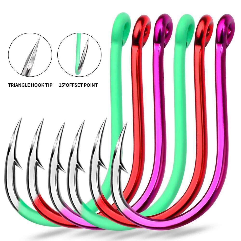 10Pcs/Set Carbon Barbed Single Accessories Used for Soft Bait Saltwater Steel Fishing Colorful Hook Fish Z260228