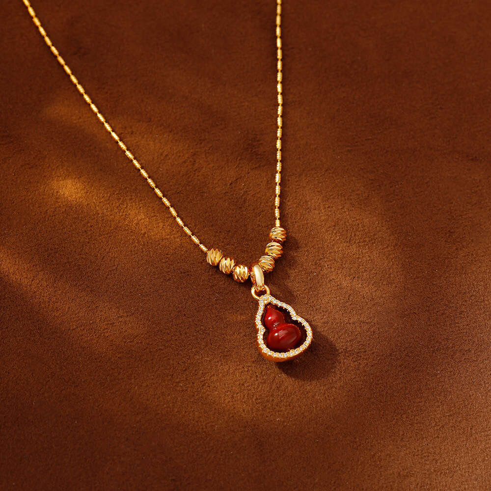 Enamel Oil Drop Fulu Gourd Pendant Necklace For Women Exquisite Light Luxury Temperament Collarbone Neck Chain