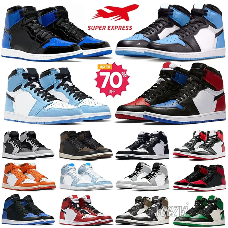 Designer Men 1 Basketball Shoes 1S University Blue Dark Mocha Chicago Top UNC Hyper Royal High Bloodline Satin-Snake Taupe Haze Women Trainers Sneakers Eur 36-47