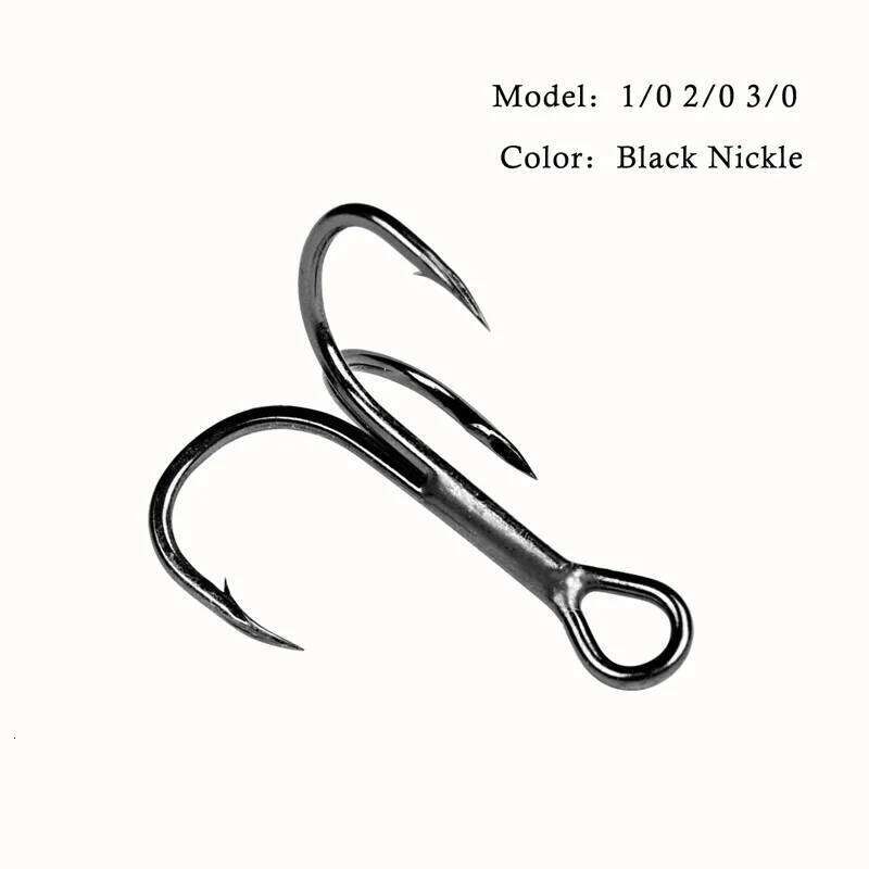 Hexakill 20/10pcs Tin/Black Nickel round bent treble Hooks Sharp 2X Super Strong High Carbon Steel fork three claw hook Z260228