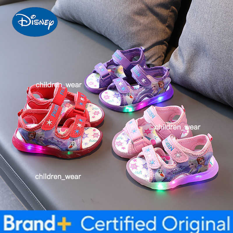 Disney 2026 Summer Boys Girls aPrincess Led Light Up Luminous Sports Sandals Summer Kids Sandals Non-slip Toddler Shoes H260303