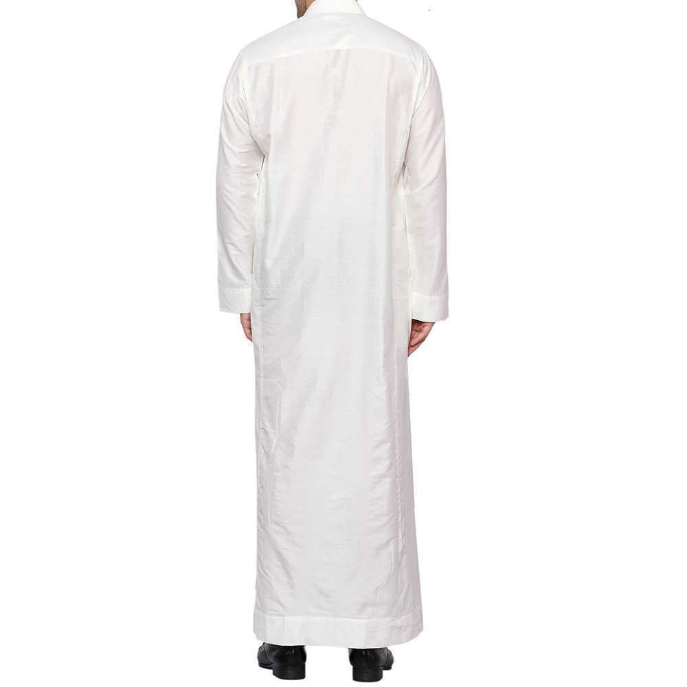 Polyester men's long robe, Qatar stand-up collar long robe with pocket design, Arabic Middle East Dubai travel clothing X250514