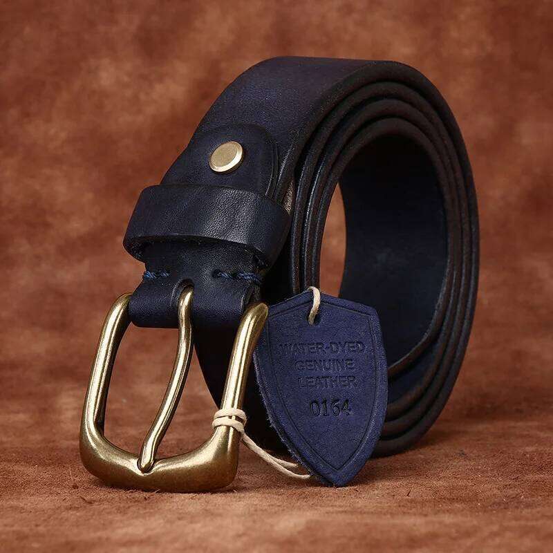 38mm Thickened Genuine Leather Tough Guy Men's Belt Luxury Designer Strap Thick Cowhide Pure Copper Buckle Classic Retro Jeans S260228