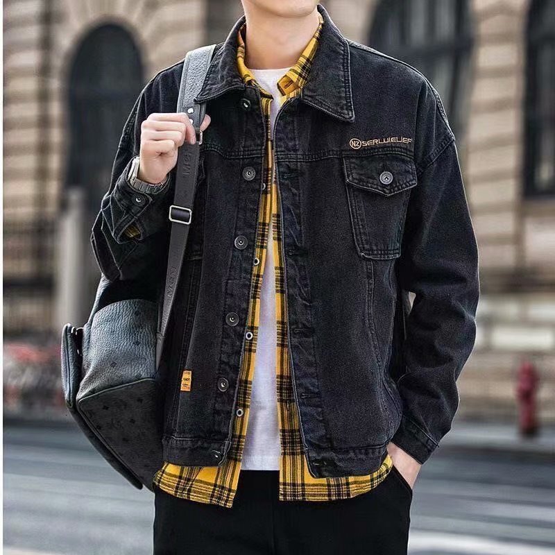 Men's Denim Jcket Utumn New Koren Designer Jacket Style Trendy Workwer Jcket