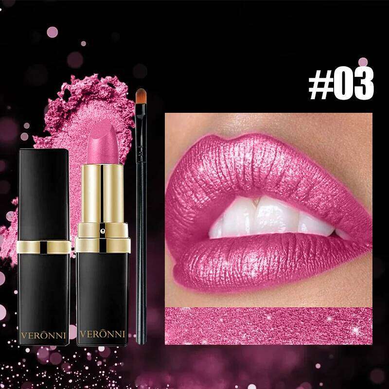 Diamond Shimmering Set,High Pigmented Metallic Lipstick Glitter Lipgloss Lips Makeup Cosmetics Sexy Make Up H260302
