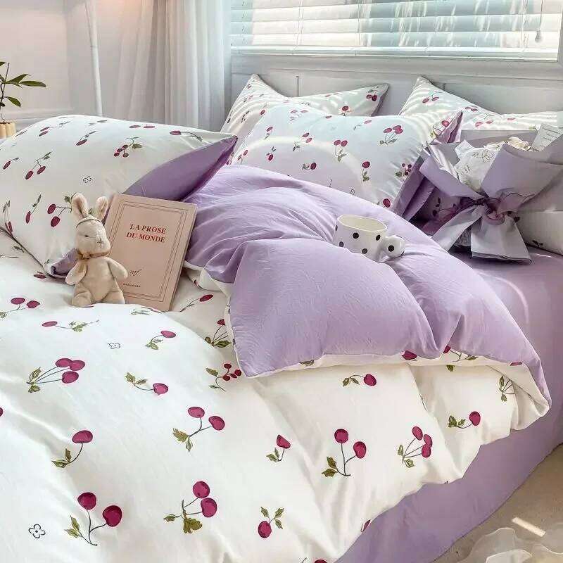 Light Luxury a Maternal Infant Class Washed Cotton and Linen Four-piece Quilt Set Single Student Dormitory Bed Sheet 3-piece W260302