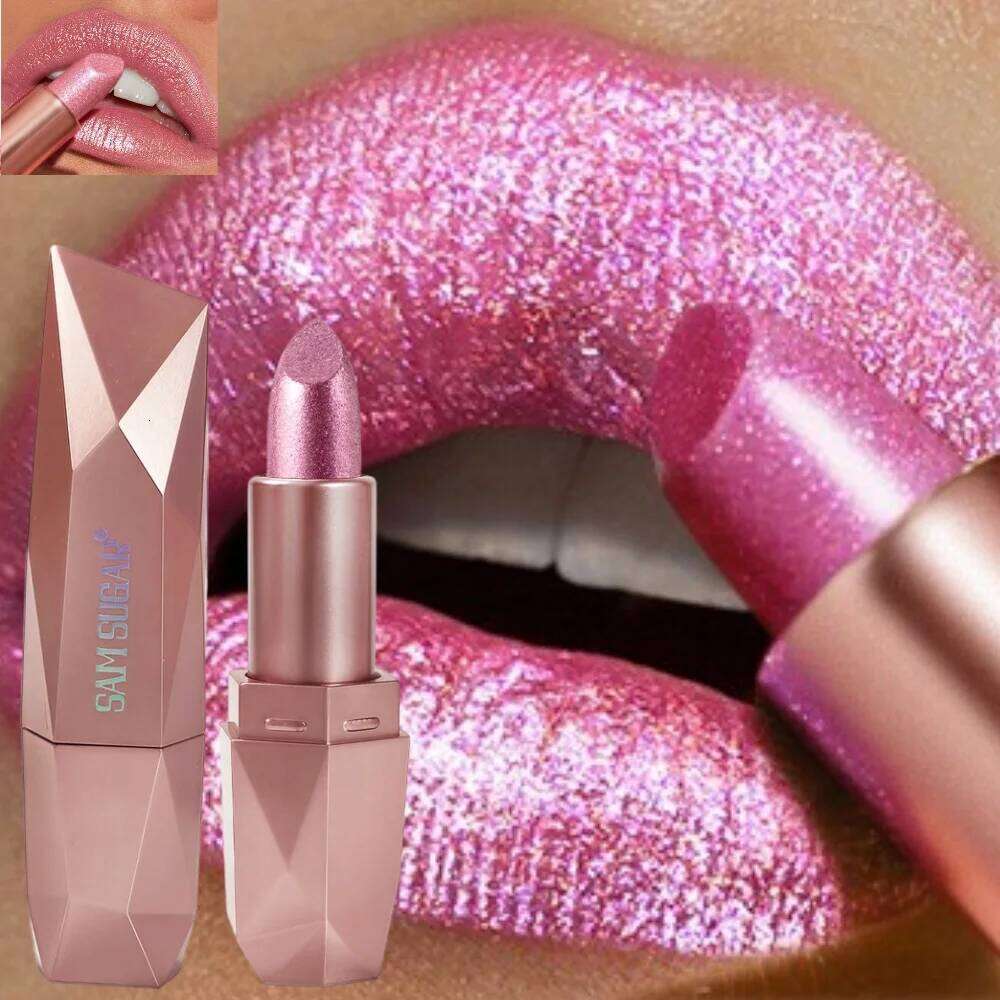 SAM SUGAR 6-color dazzling gold moisturizing long-lasting Diamond pearl fine sparkle color lipstick H260302