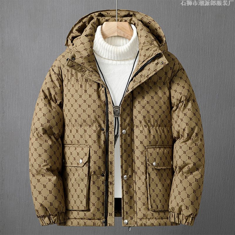 2026 Luxury Brand Designer Clothing 2025 Popular Couple's Cotton Jacket With Hood, Winter Trendy Coat, Thickened Cotton Coat With B-Print For Men - view 5