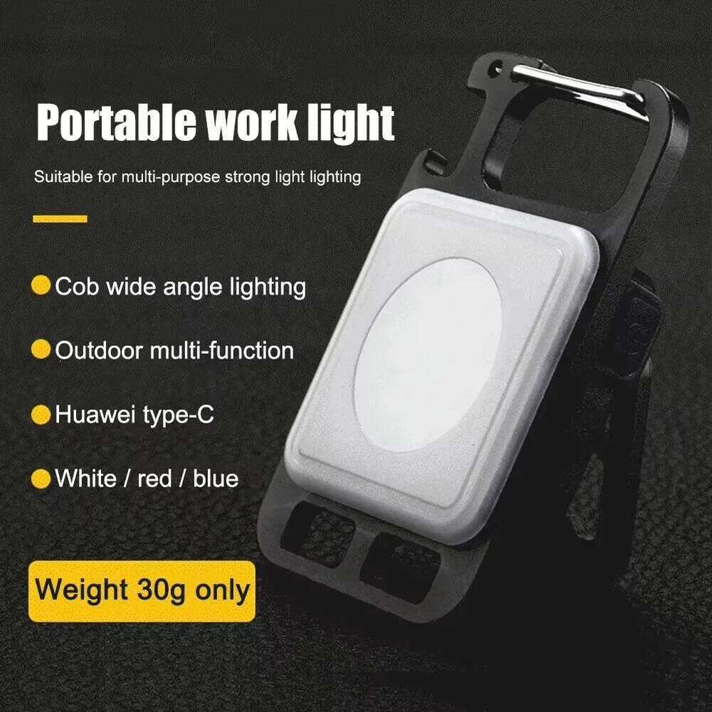 Rechargeable Flashlight COB Work Multi- Magnetic Portable Emergency Light Bottle Opener Keychain Outdoor Camping S260302
