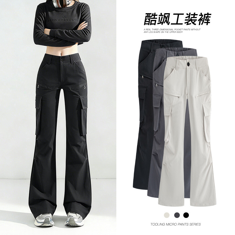 Blck Flred Work Pnts For Women Spring Nd Utumn 2026 New Model Americn Retro Outdoor Loose Wide-leg Designer Pnts Slimming Csul Pnts