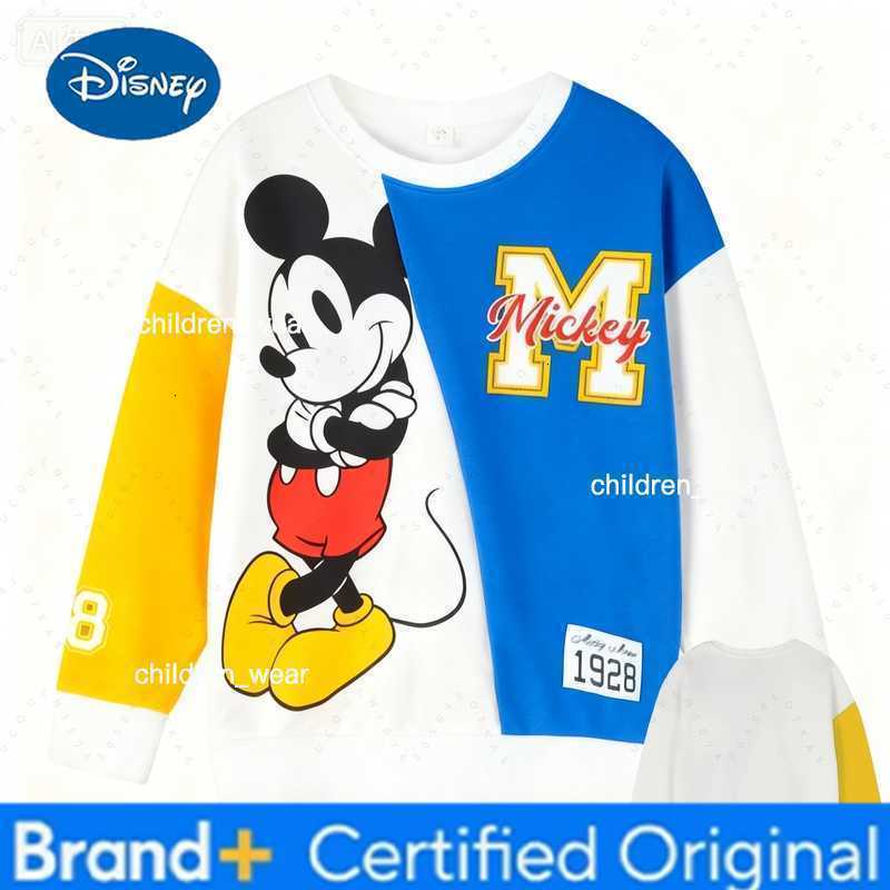 Disney Mickey Contrast Color Cartoon Print Adult Kids Crewneck Pullover Thin Sweatshirt Soft Comfy Stylish Relaxed-Fit Autumn Winter H260304