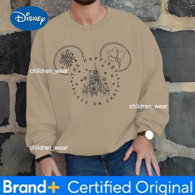 Disney The Happiest Place on Earth Sweatshirt Mickey Mouse Minnie Classic Character Couple Matching Tracksuit Women Men Mickey Pullover H260304