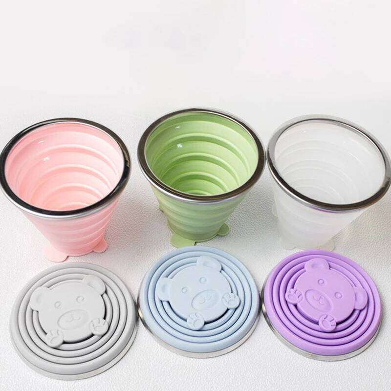 180/320ML Silicone Collapsible Travelling Cups Reusable & Portable Drinking Cup with Lids for Outdoor Hiking S260303