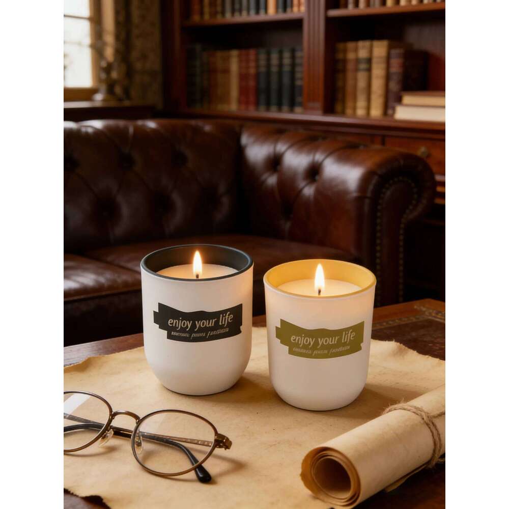 1PC Smokeless Matte White Glass Cup Scented Candle - Hot Sale With Discount, Long-Lasting Aromatherapy Fragrance, W260304