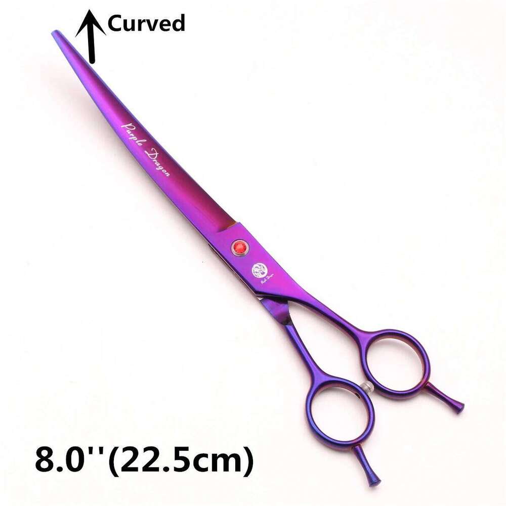 Purple Dragon 7.0'' 8.0'' Pet Grooming Thinning Shears Professional Cat Dog Curved Scissors Hair Cutting Comb Z3005 H260303