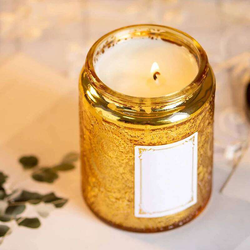 Embossed Aromatherapy Starry Sky candle Cup Glitter Metal Plated Glass Candle Jar Bottle W260304