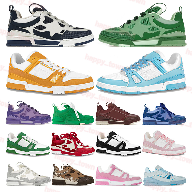 Shoes Designer Casual Shoe For Mens Womenslvs shoes Trainers Outdoor Sneakers white black Beige Grey Marine yellow denim Embossed Running Shoe with box size 36-45