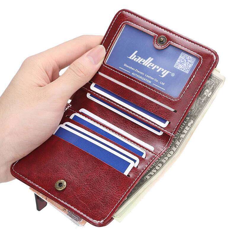 Women's Short Wallet Multi-Card Oil Wax Skin Coin Purse Fashion All-In-One Zipper Card Bag C260304