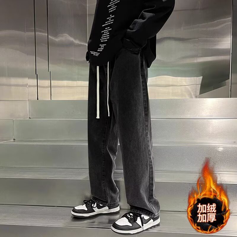 American Retro Men's Jeans New Spring And Autumn Style Trendy High Street Distressed Oversized Wide-leg Designer Pants Straight Pants