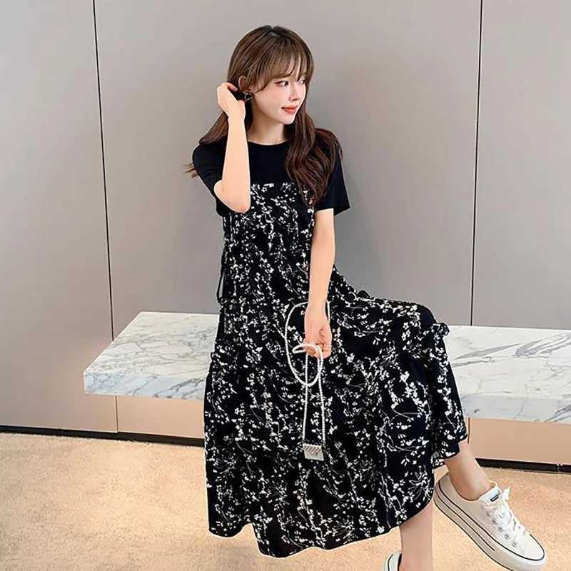 1pcs Women Dress Elegant Party Dresses Casual Dress Mid-Length Floral Printed Boho Casual Daily Chiffon Dress vestidos M260304
