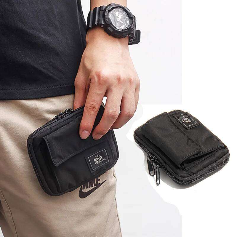 Japanese Style Casual Men's Coin Purse Women Nylon Zipper Short Wallet Retro Key Holder Money Bag Trend Youth Mini Handbag C260304