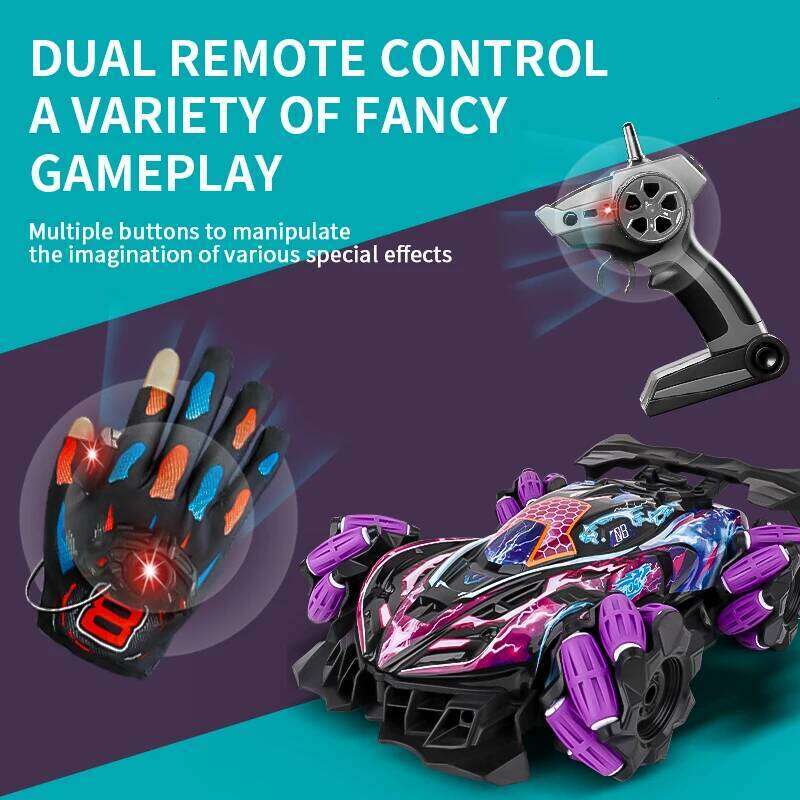 NEW F1 Drift RC with LED Light Wheel Music 2.4G Glove Gesture Wireless Remote Control Electrospray Stunt Car 4WD Toys Z260303