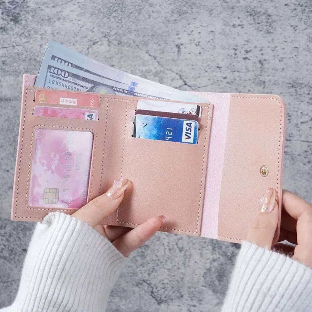 New Cute PU Leather Small Hasp Girl Credit Card Holder Coin Female Wallet Short Purse for Women C260304