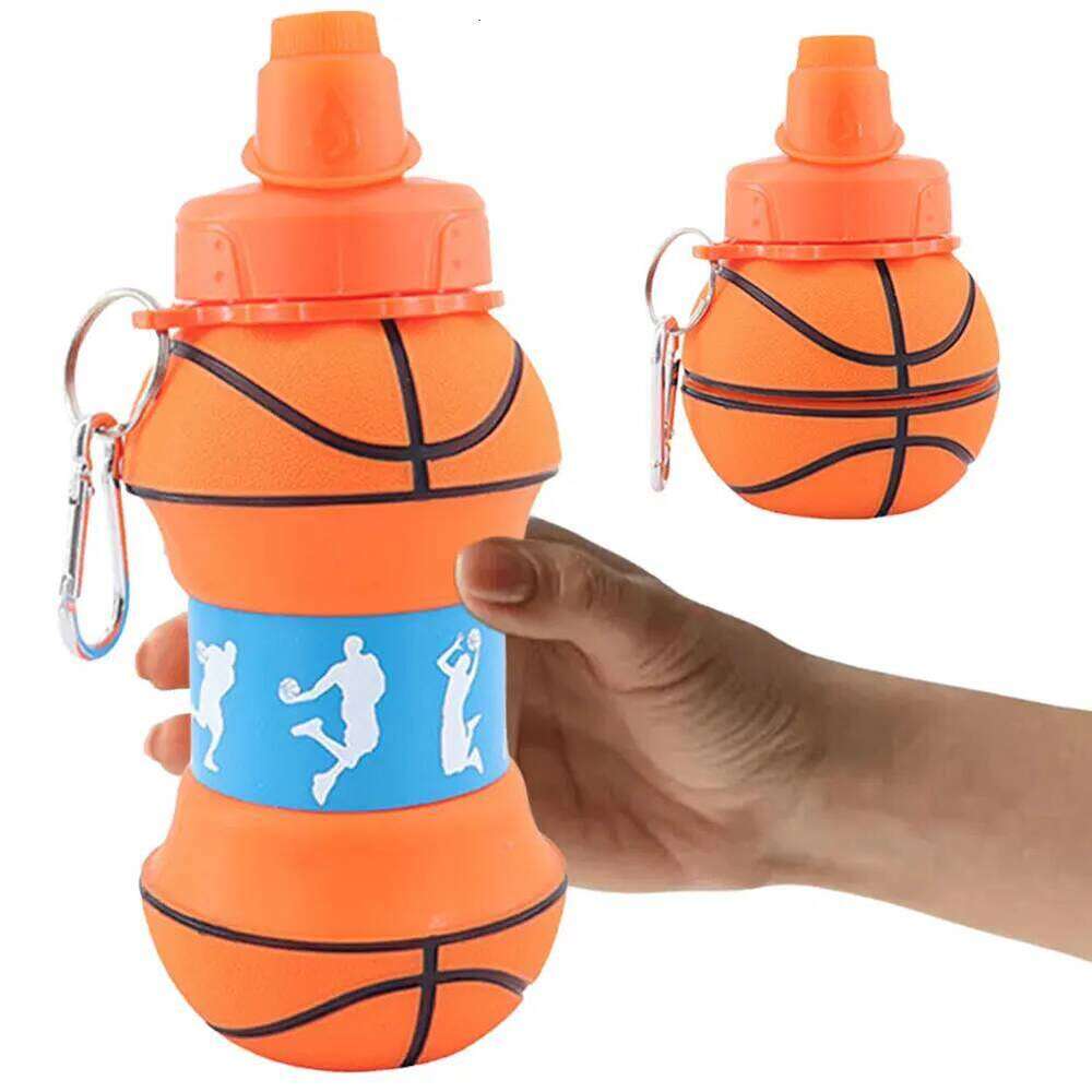 550ml Silicone Foldable Bottle Outdoor Sports Basketball Football Baseball Tennis School Leakproof Portable Water Cups Mug S260303