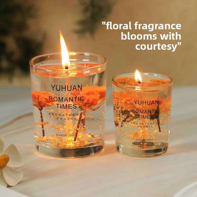 Jelly Wax ScentedCandle in Glass Cup Creative Fragrance Decor for Bedroom,LongLasting AromatherapywithDecorative Scented Candles W260304