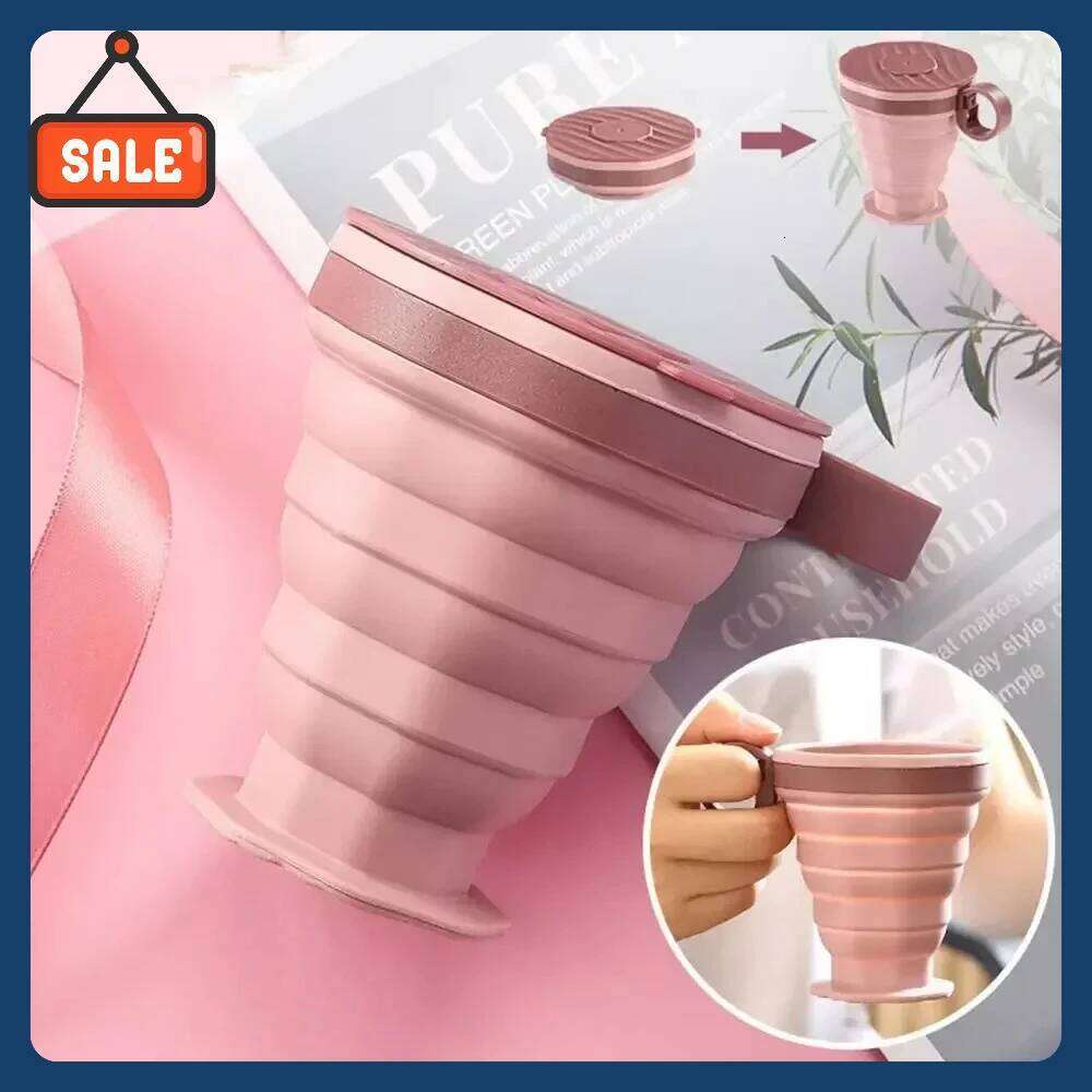 Hot-selling outdoor collapsible water foldable portable coffee cup, travel-friendly silicone with lid, rinsing cup S260303