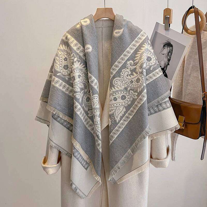 2025 Women's Luxury Brand Cashmere Scarf - Ethnic Printed Tasseled Winter Shawl, Pashmina Wrap & Foulard Poncho XJ260304