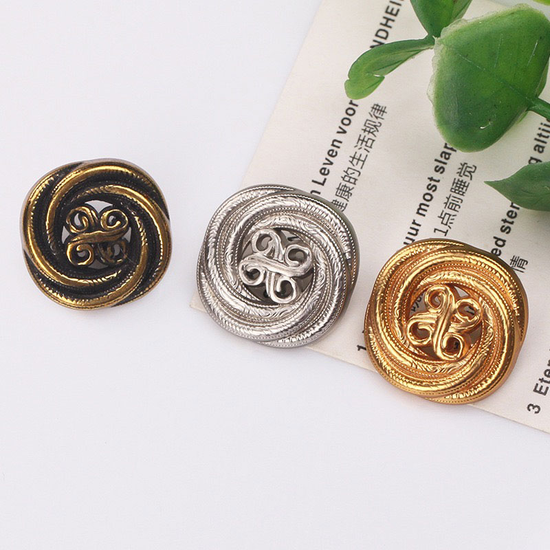Stylish Threaded Button Set Durable Spiral-Metal Closure